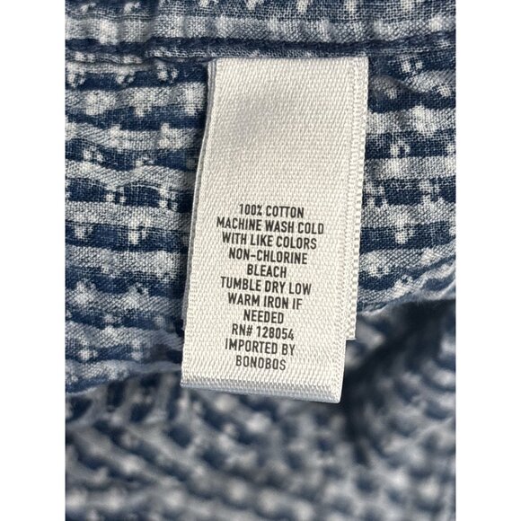 Bonobos Mens Navy Blue Polka Dot Short Sleeve Button-Up Shirt XXL Standard Fit 1 - Picture 4 of 6